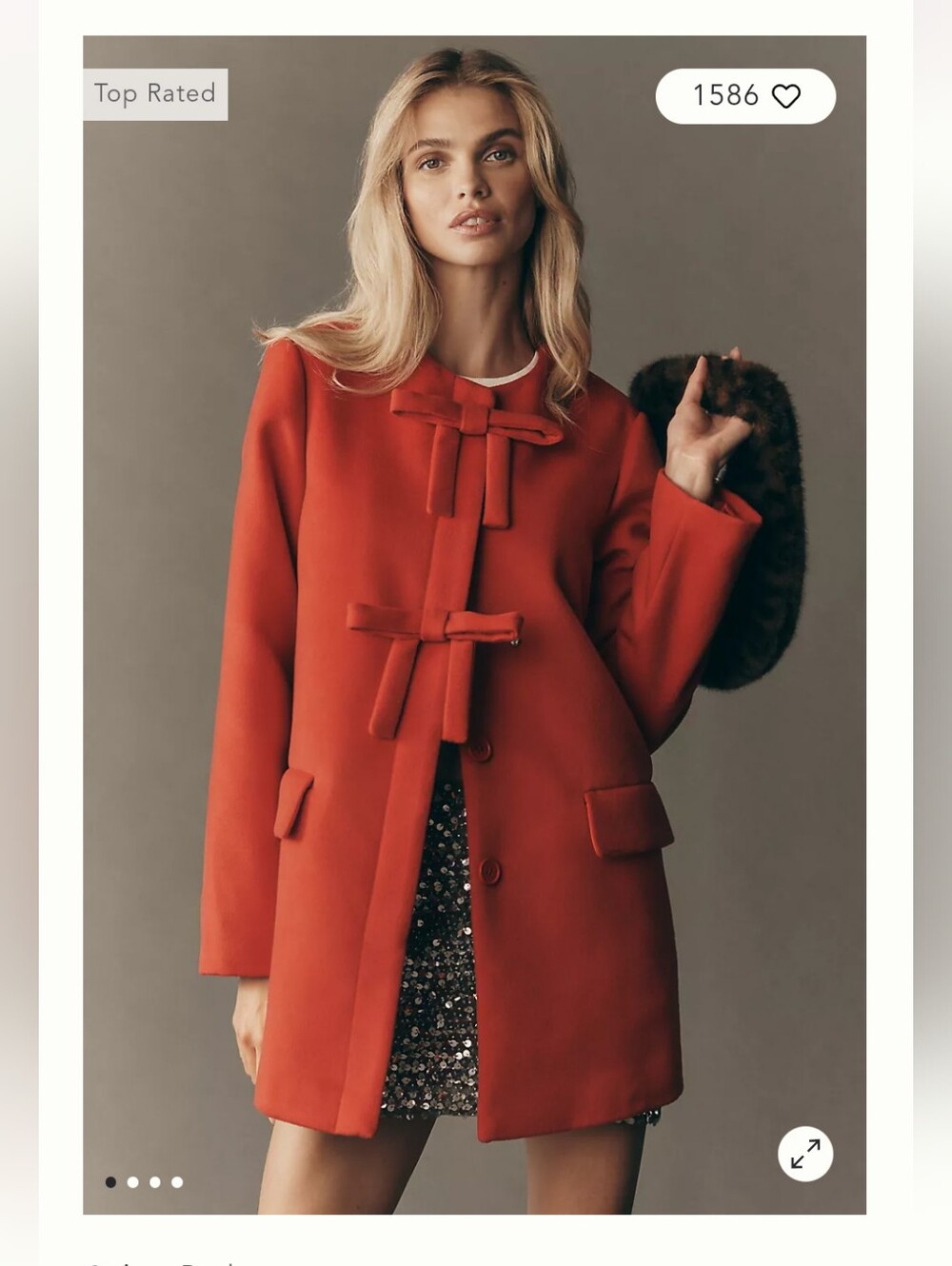 Red Bow-Tie Wool Coat